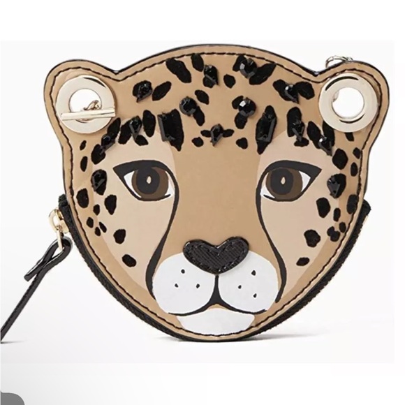 KATE SPADE RUN WILD LEOPARD COIN PURSE WALLET LEATHER JEWELED AUTHENTIC NEW - Picture 4 of 6